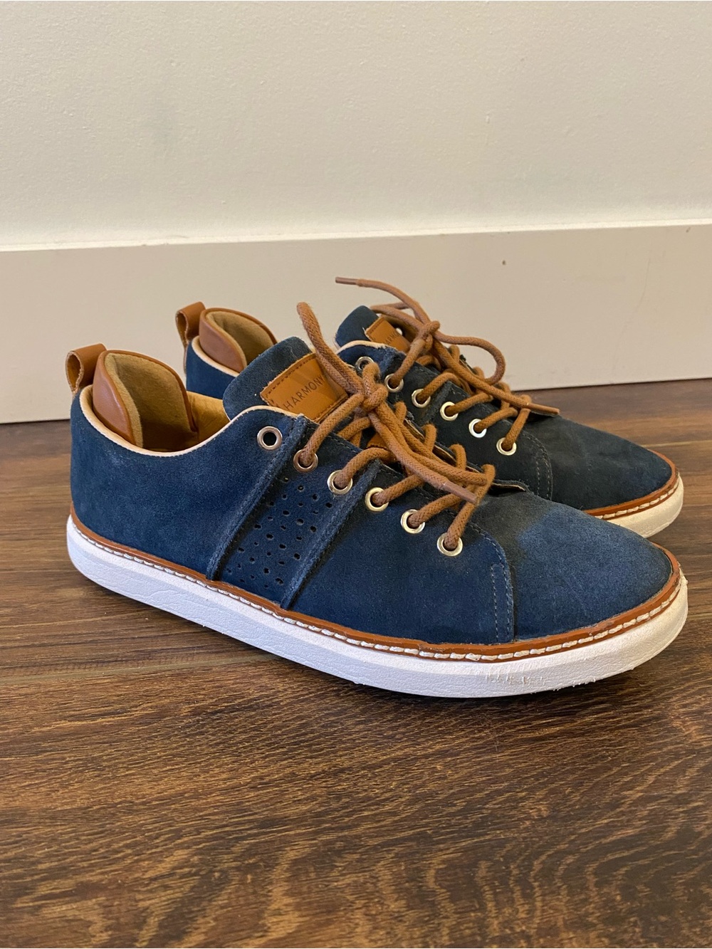 Leather navy and brown sneakers Harmony 783
